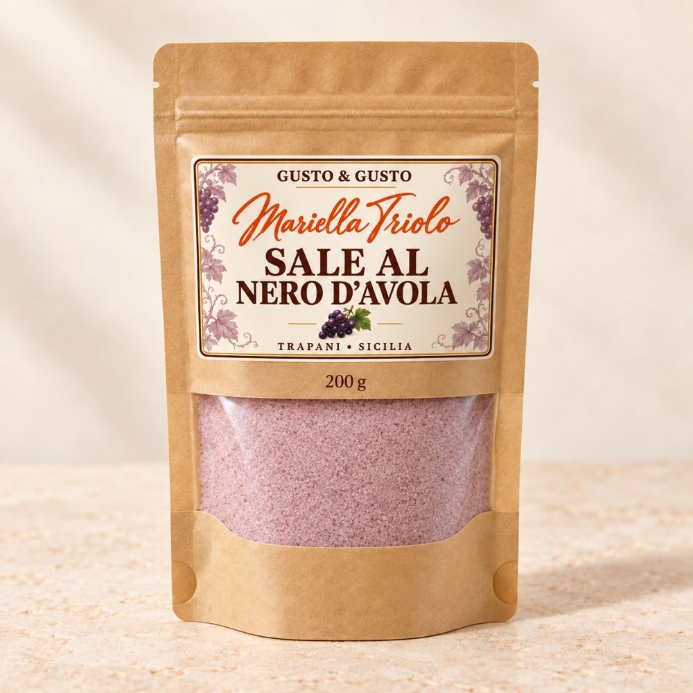 Busta Ricarica Sale 200 g Salvafreschezza Gusto & Gusto Mariella Triolo (Foto dimostrativa: Sale al Nero d'Avola)