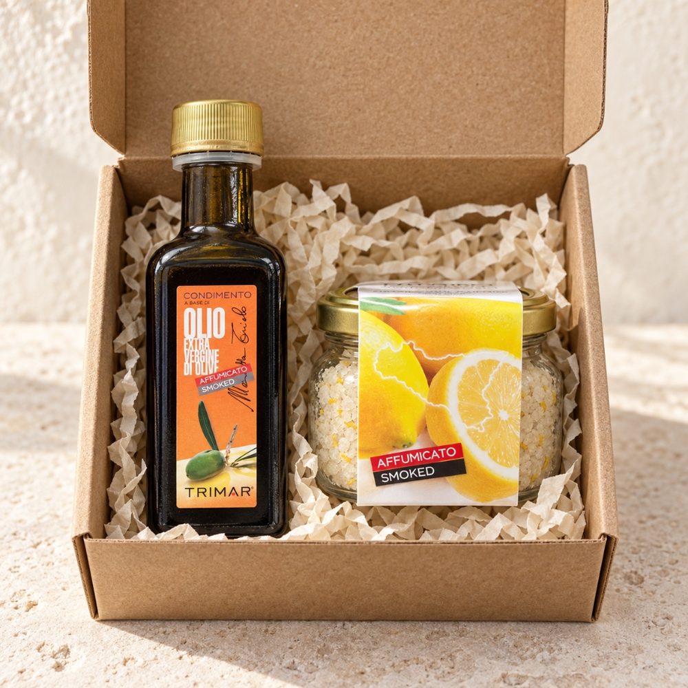 Box Regalo Assaggio Mariella Triolo (Olio 100ml Affumicato e Sale a scelta)